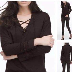 AG By Adriano Goldschmied NWT Bliss Lace Inset Shirt In Black